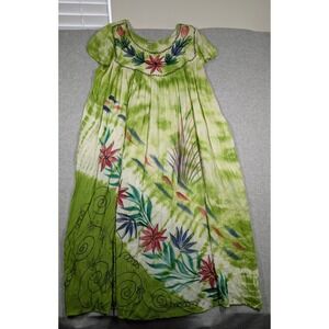 Laddi Women Dress One Size Floral‎ Embroidered Tie Dye Gauze Lounge Maxi